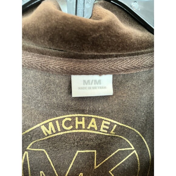 MICHAEL KORS Velour Brown Track Jacket Womens Sz M Full Zip High Neck - Picture 8 of 9